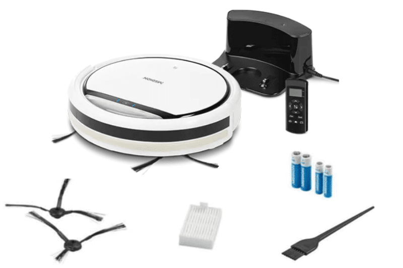 Kompletter Lieferumfang des Medion MD 19500 steht auf dem Boden